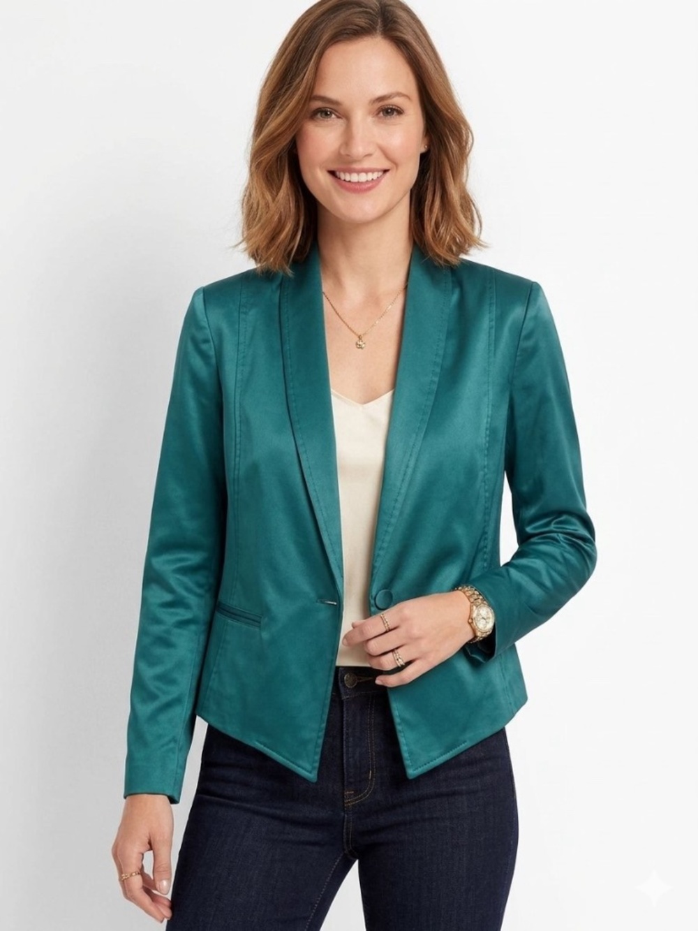 NWT Vintage SW2 Vesna Bricelj Teal Emerald Cotton Jacket 8 Lagenlook Academia